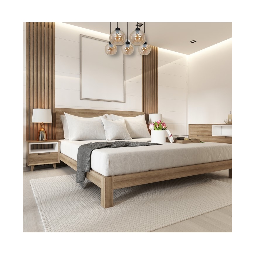 Lustr na lanku SOFIA 5xE27/60W/230V hnědá