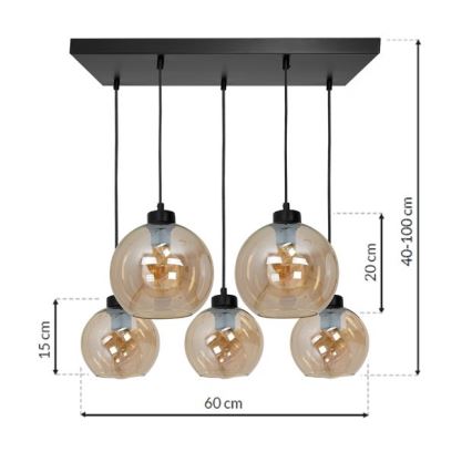 Lustr na lanku SOFIA 5xE27/60W/230V hnědá