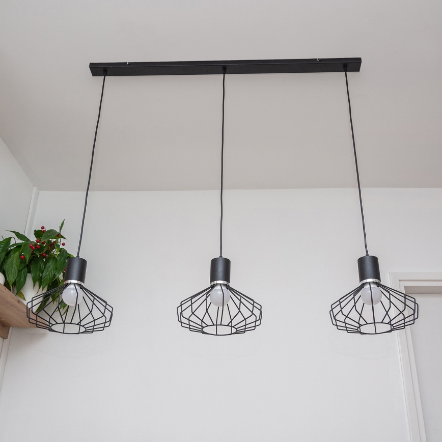 Lustr na lanku SOLANO 3xE27/15W/230V černá/lesklý chrom