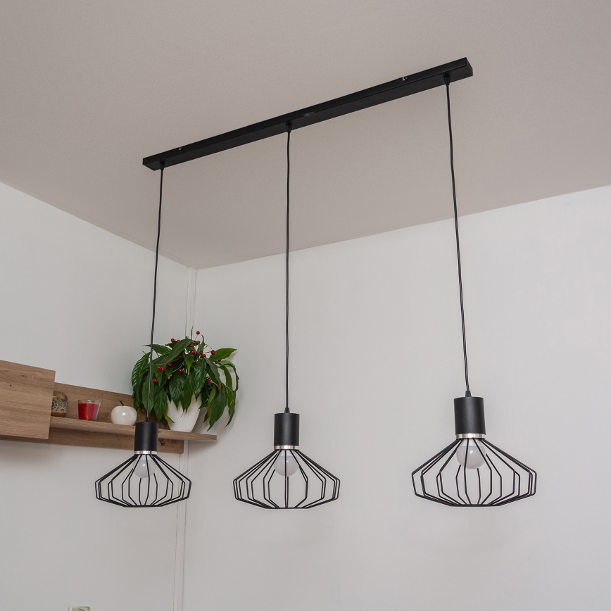Lustr na lanku SOLANO 3xE27/15W/230V černá/lesklý chrom