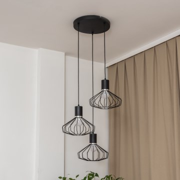 Lustr na lanku SOLANO 3xE27/15W/230V černá/lesklý chrom