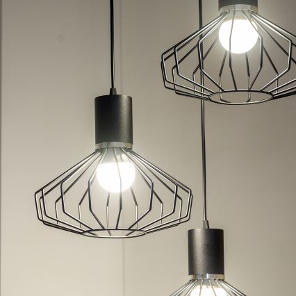 Lustr na lanku SOLANO 3xE27/15W/230V černá/lesklý chrom