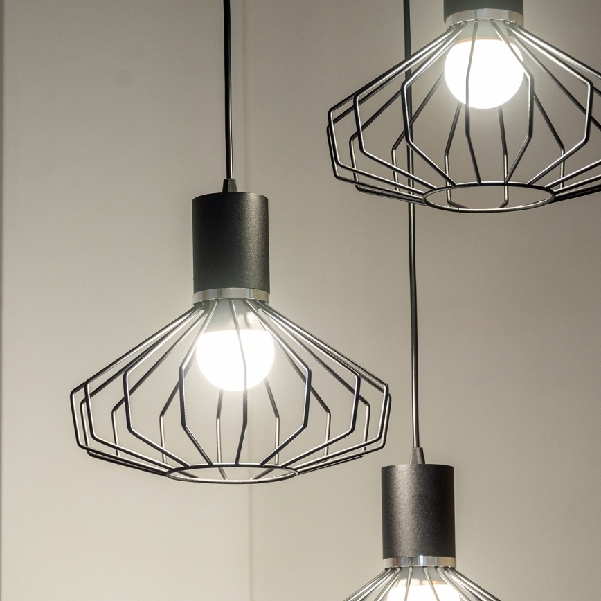 Lustr na lanku SOLANO 3xE27/15W/230V černá/lesklý chrom