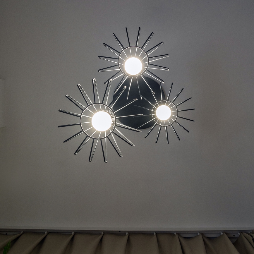 Lustr na lanku SOLANO 3xE27/15W/230V černá/lesklý chrom