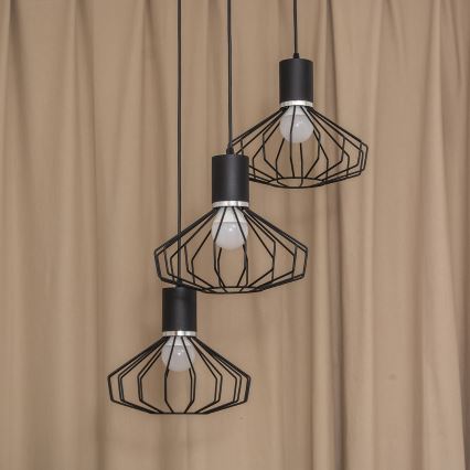 Lustr na lanku SOLANO 3xE27/15W/230V černá/lesklý chrom