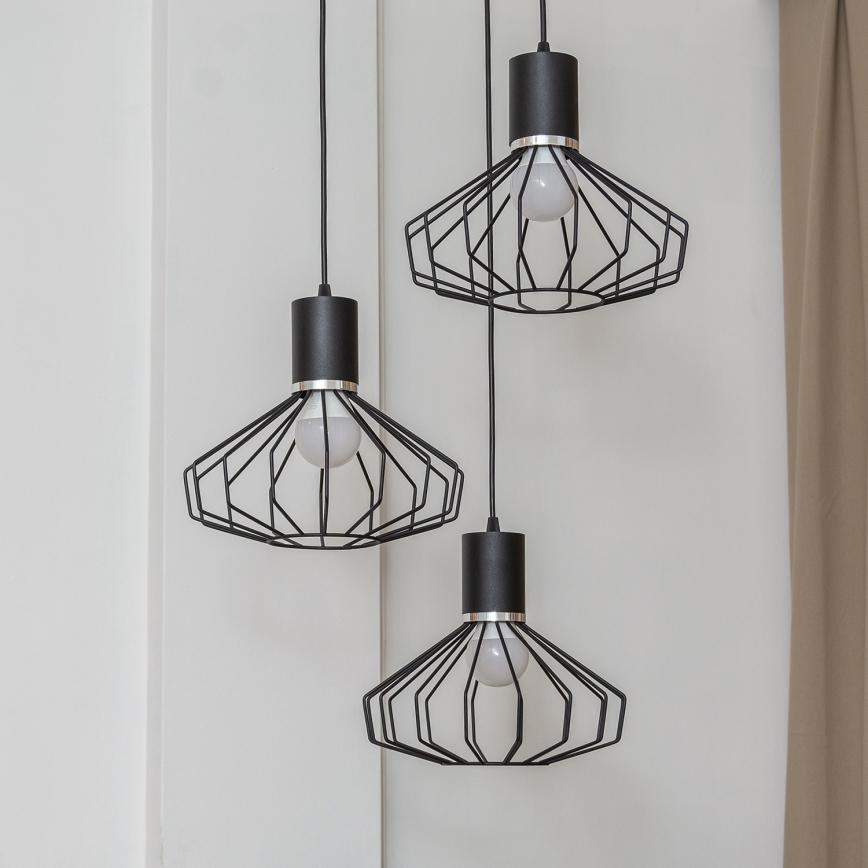 Lustr na lanku SOLANO 3xE27/15W/230V černá/lesklý chrom