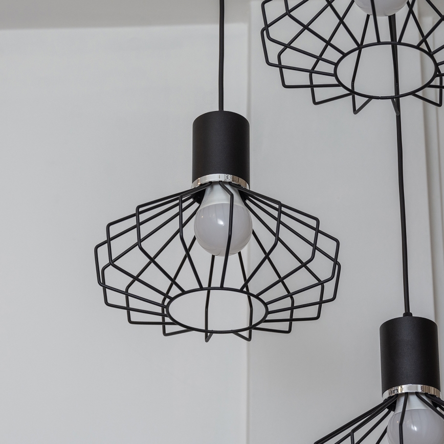 Lustr na lanku SOLANO 3xE27/15W/230V černá/lesklý chrom