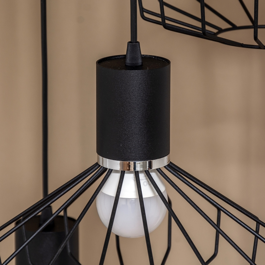 Lustr na lanku SOLANO 3xE27/15W/230V černá/lesklý chrom