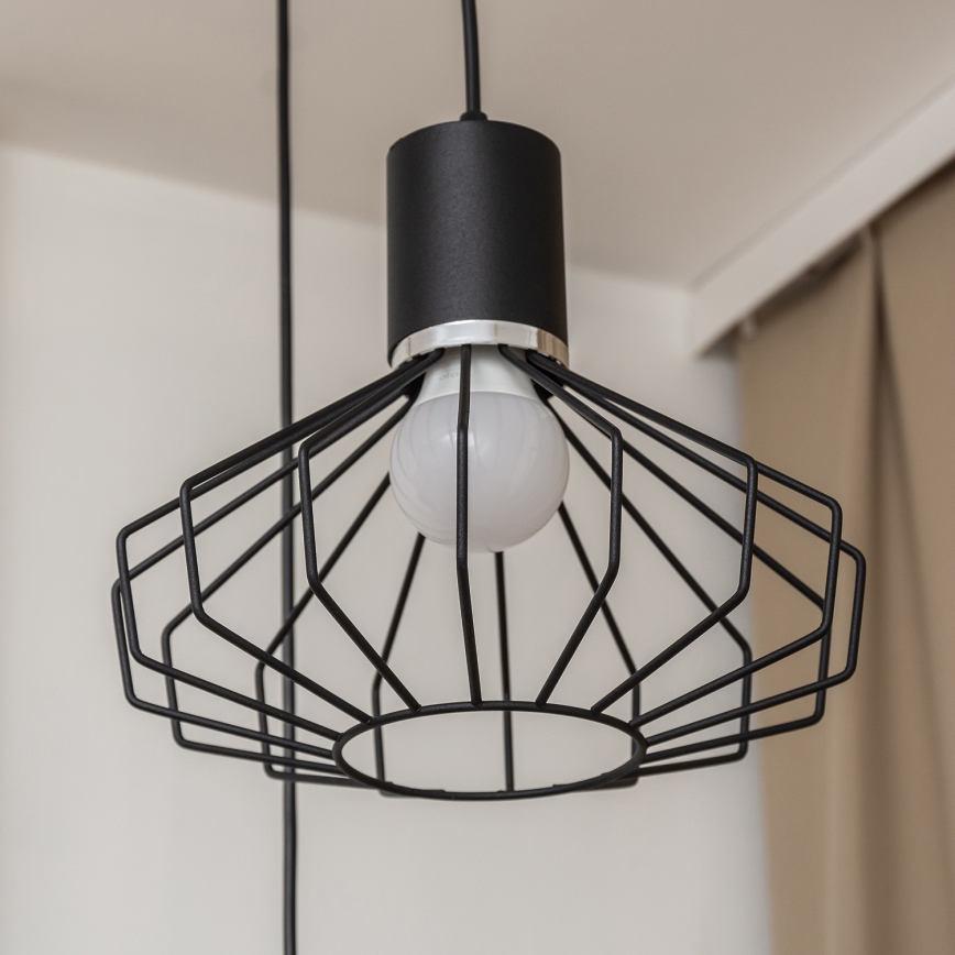 Lustr na lanku SOLANO 3xE27/15W/230V černá/lesklý chrom