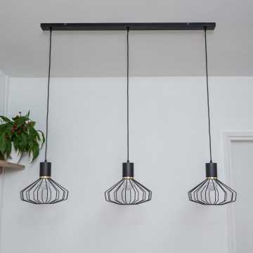 Lustr na lanku SOLANO 3xE27/15W/230V černá/zlatá