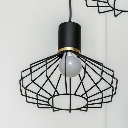 Lustr na lanku SOLANO 3xE27/15W/230V černá/zlatá
