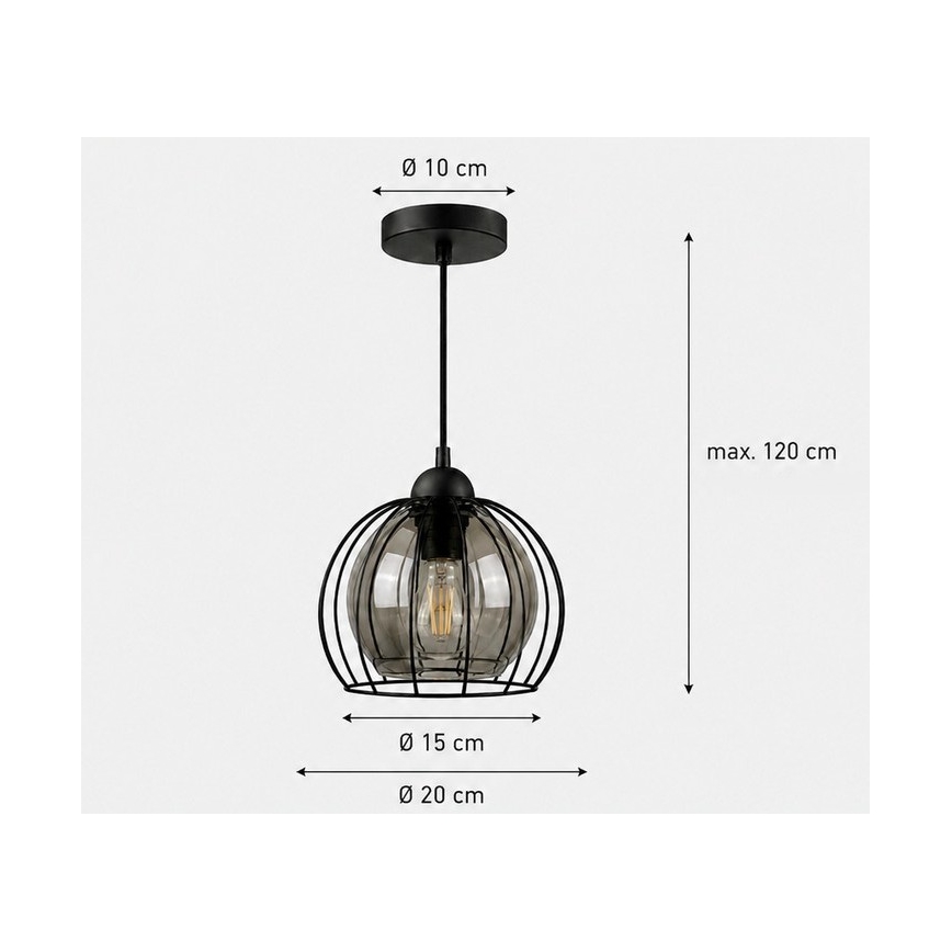 Lustr na lanku SOLO BLACK 1xE27/60W/230V