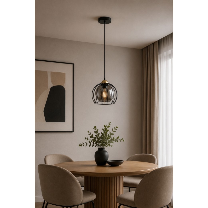 Lustr na lanku SOLO BLACK 1xE27/60W230V černá/zlatá