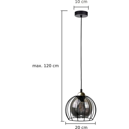 Lustr na lanku SOLO BLACK 1xE27/60W230V černá/zlatá