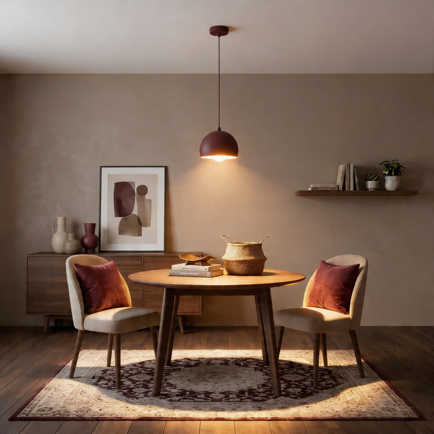 Lustr na lanku SOOL 1xE27/15W/230V pr. 15 cm burgundy
