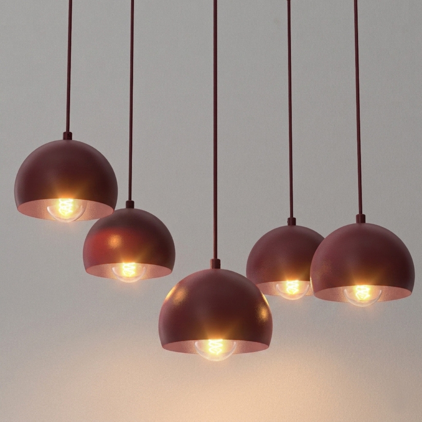 Lustr na lanku SOOL 5xE27/15W/230V burgundy