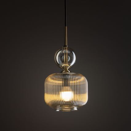 Lustr na lanku SOPHIA 1xE14/10W/230V černá/kouřová béžová