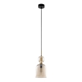 Lustr na lanku SOPHIA 1xE14/10W/230V černá/kouřová béžová