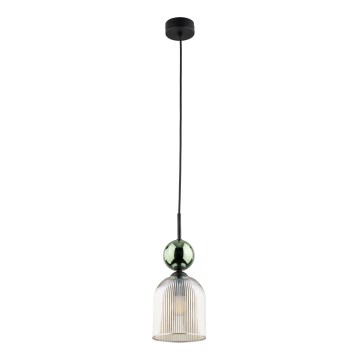 Lustr na lanku SOPHIA 1xE14/10W/230V černá/zelená/kouřová béžová