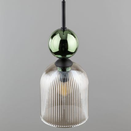 Lustr na lanku SOPHIA 1xE14/10W/230V černá/zelená/kouřová béžová