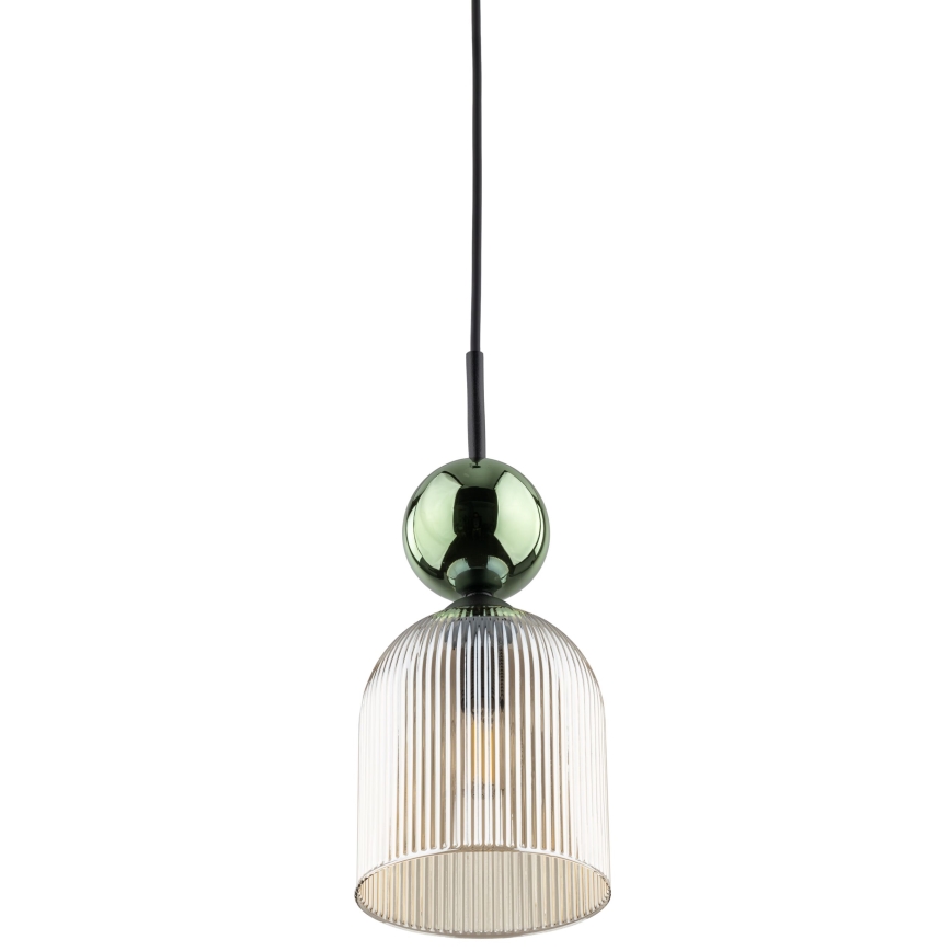 Lustr na lanku SOPHIA 1xE14/10W/230V černá/zelená/kouřová béžová
