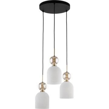 Lustr na lanku SOPHIA 3xE14/10W/230V černá/kouřová béžová/bílá