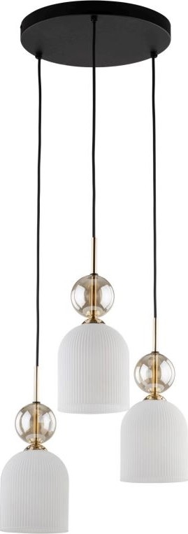 Lustr na lanku SOPHIA 3xE14/10W/230V černá/kouřová béžová/bílá