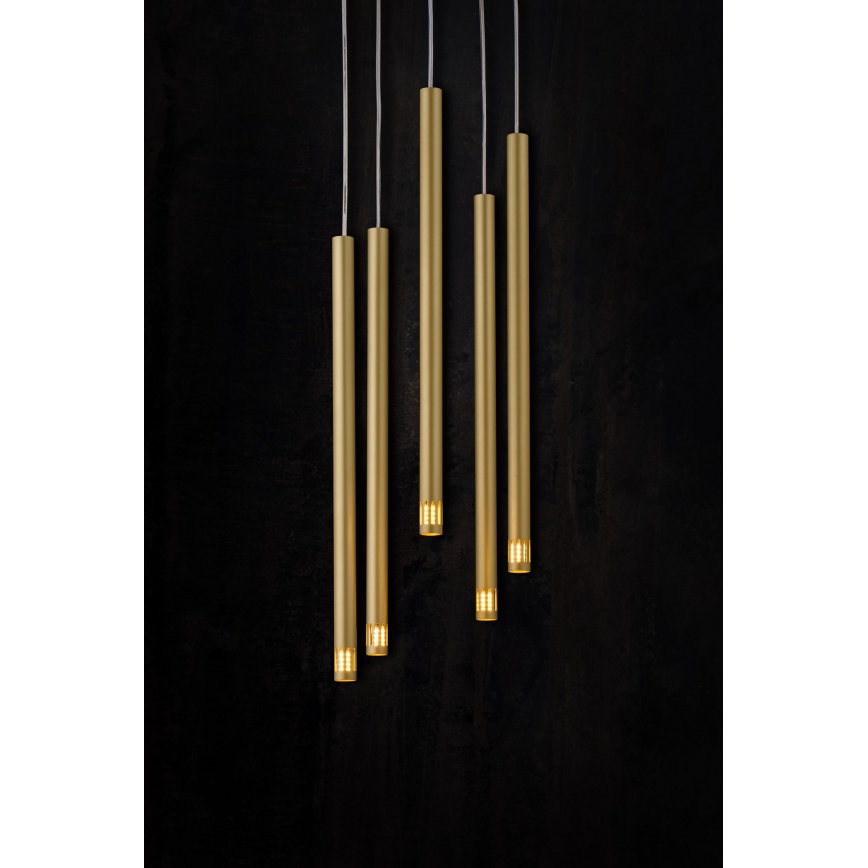 Lustr na lanku STALACTITE LASER 5xG9/2,5W/230V zlatá