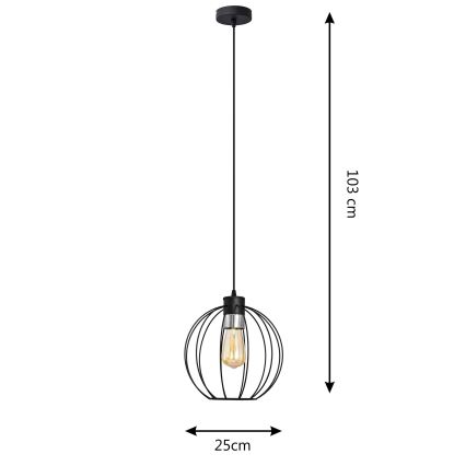 Lustr na lanku STARLIGHT 1xE27/15W/230V černá/stříbná