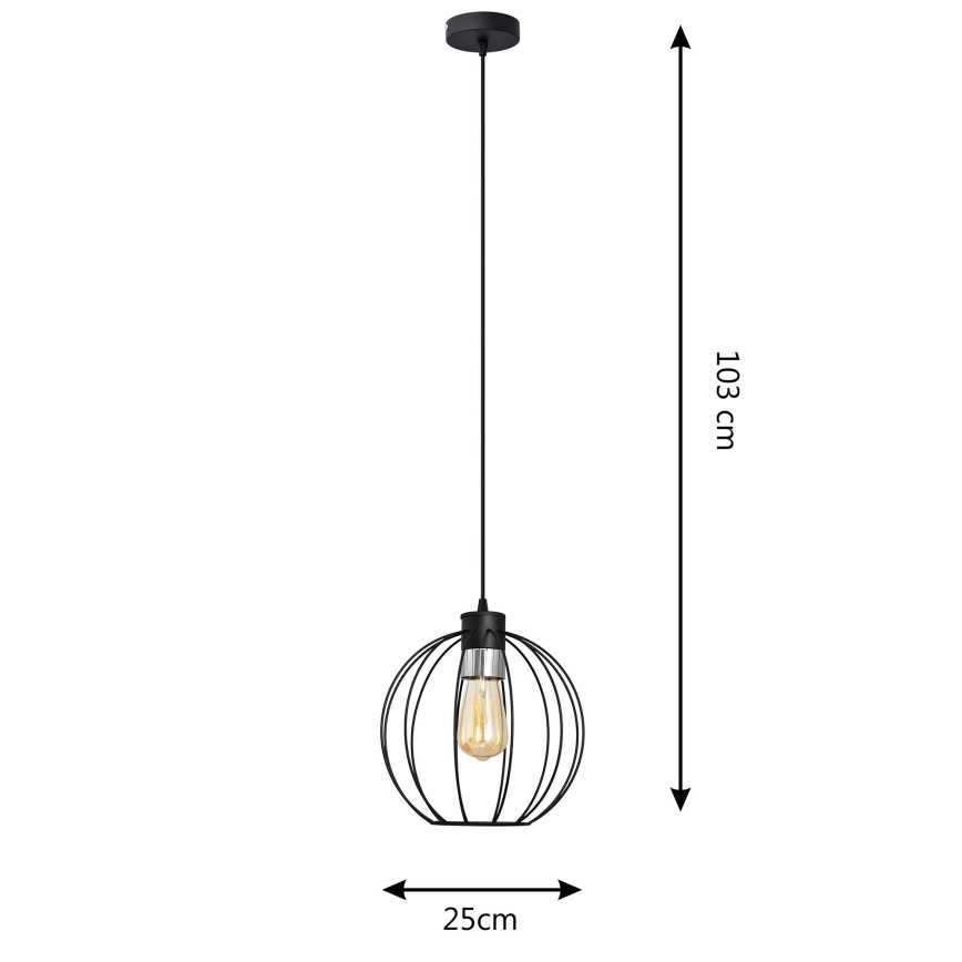 Lustr na lanku STARLIGHT 1xE27/15W/230V černá/stříbná
