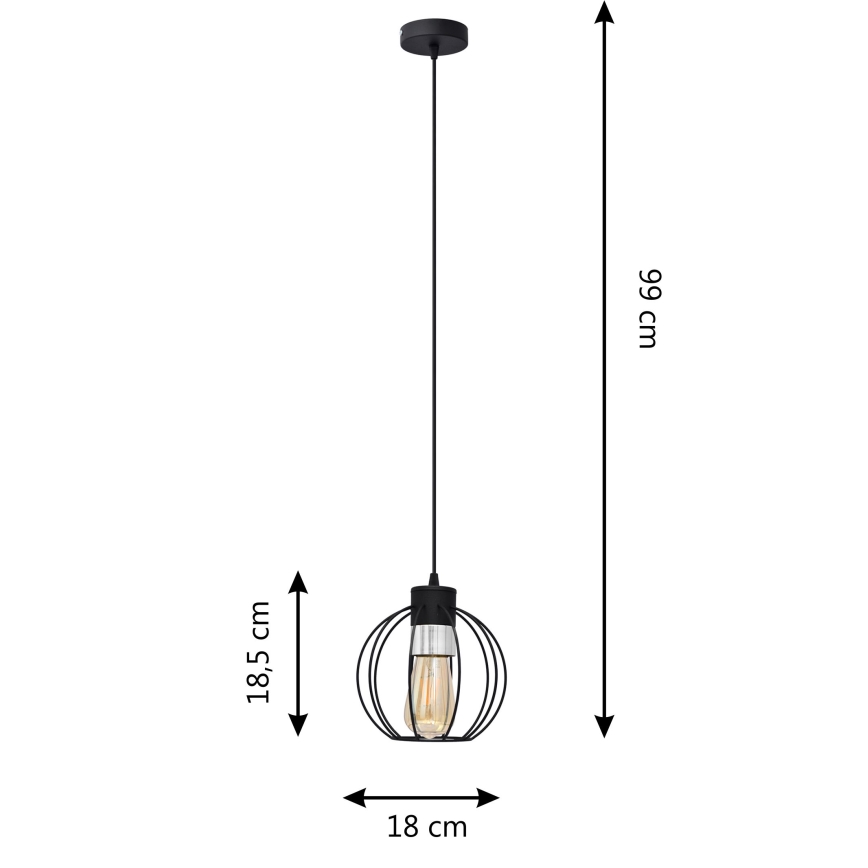 Lustr na lanku STARLIGHT 1xE27/15W/230V černá/stříbrná