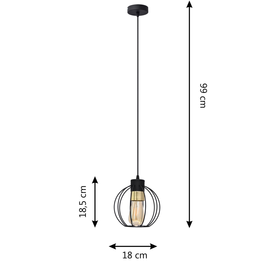Lustr na lanku STARLIGHT 1xE27/15W/230V černá/zlatá