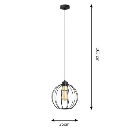 Lustr na lanku STARLIGHT 1xE27/15W/230V černá/zlatá