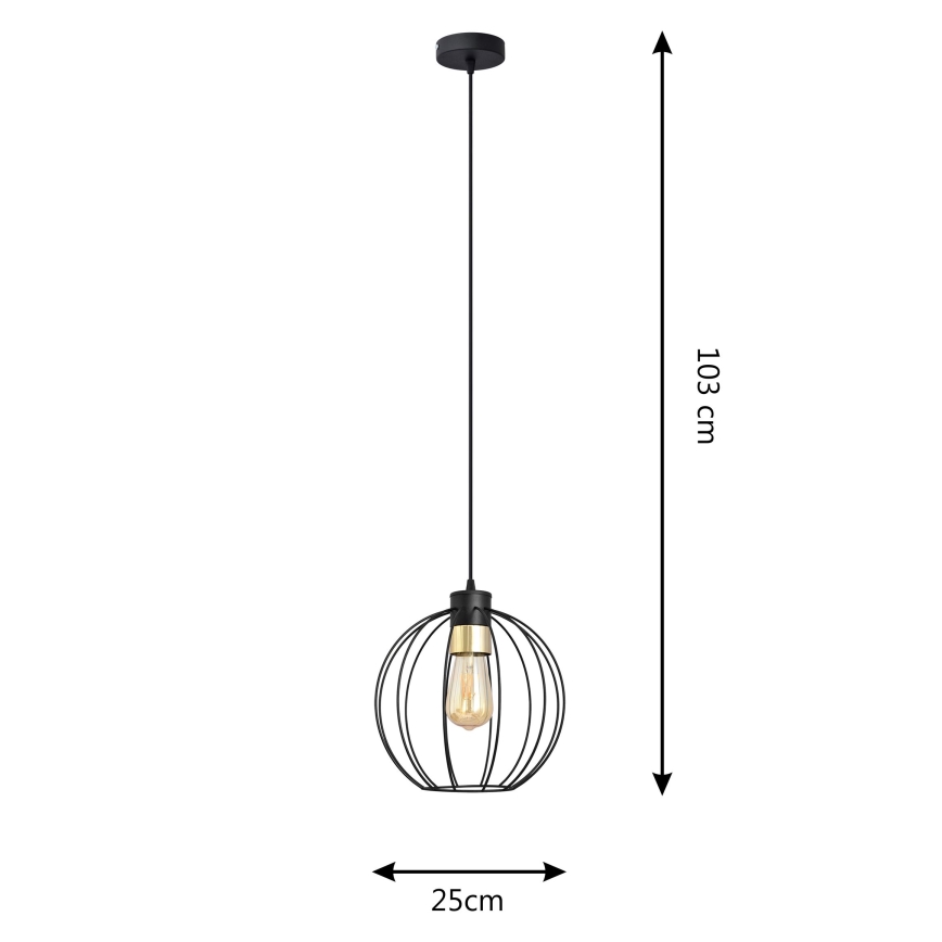 Lustr na lanku STARLIGHT 1xE27/15W/230V černá/zlatá