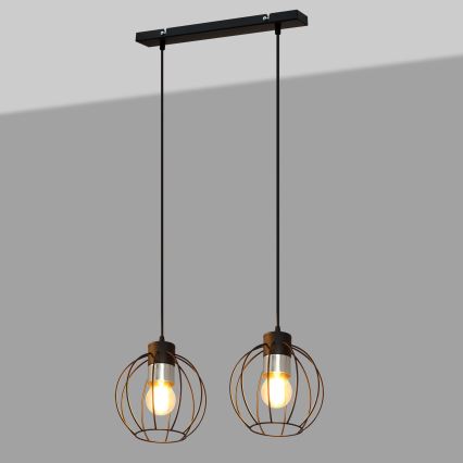 Lustr na lanku STARLIGHT 2xE27/15W/230V černá/stříbrná