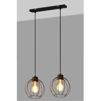 Lustr na lanku STARLIGHT 2xE27/15W/230V černá/zlatá