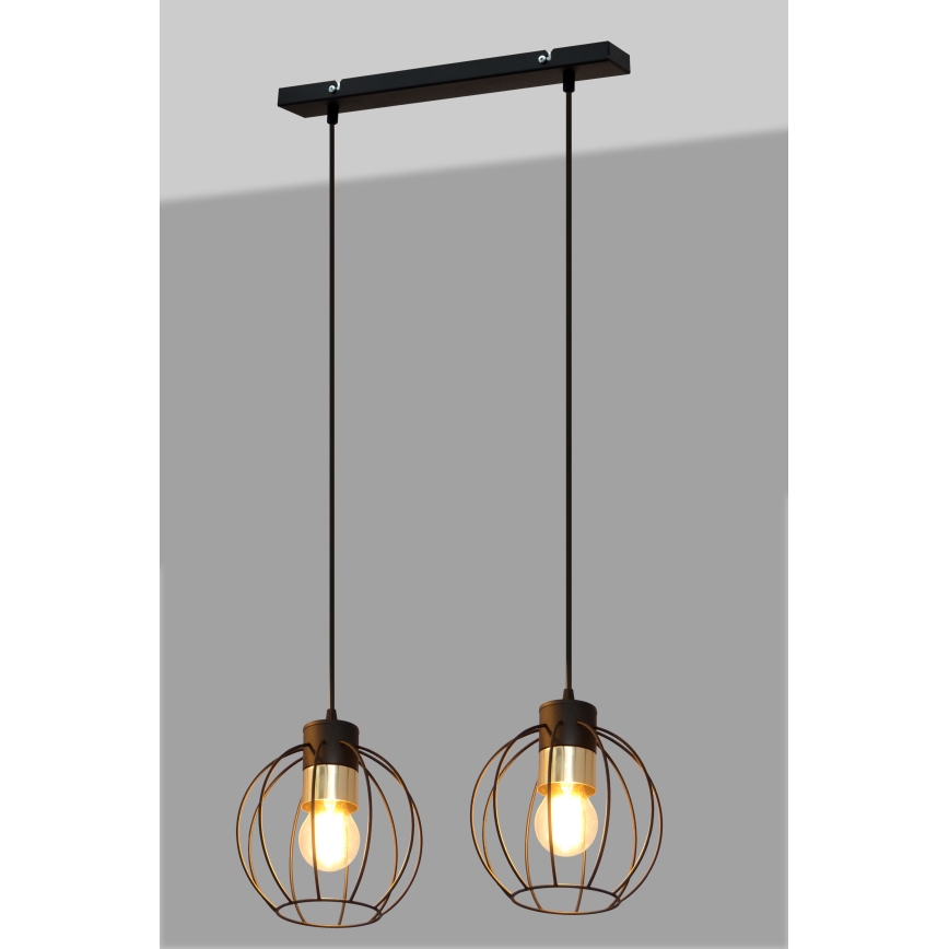 Lustr na lanku STARLIGHT 2xE27/15W/230V černá/zlatá