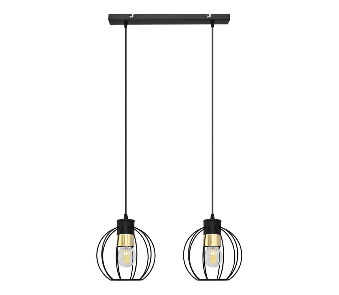 Helam Lustr na lanku STARLIGHT 2xE27/60W/230V černá/zlatá HE1352
