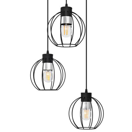 Lustr na lanku STARLIGHT 3xE27/15W/230V černá/stříbrná