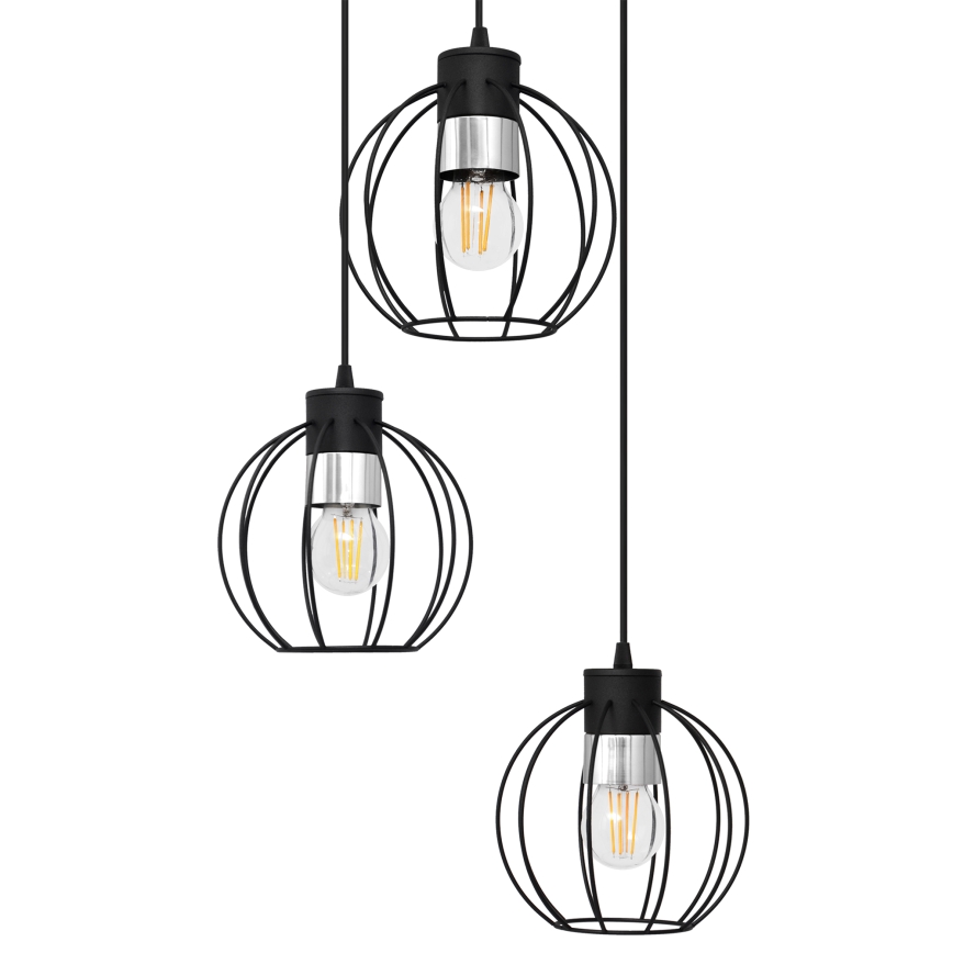 Lustr na lanku STARLIGHT 3xE27/15W/230V černá/stříbrná