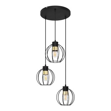 Lustr na lanku STARLIGHT 3xE27/15W/230V černá/zlatá