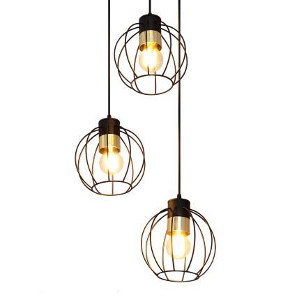 Lustr na lanku STARLIGHT 3xE27/15W/230V černá/zlatá