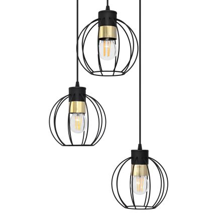 Lustr na lanku STARLIGHT 3xE27/15W/230V černá/zlatá