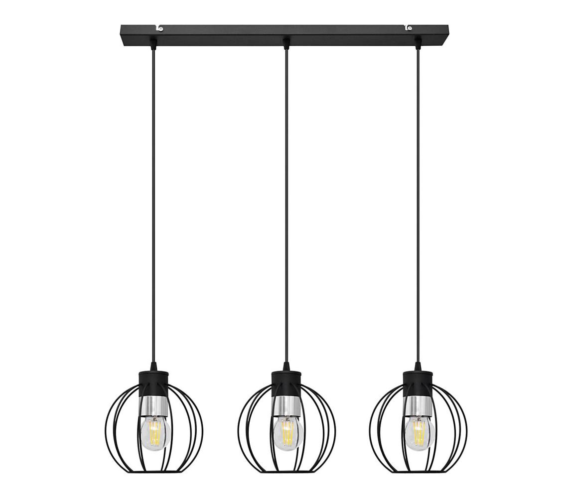 Helam Lustr na lanku STARLIGHT 3xE27/60W/230V černá/stříbrná HE1349