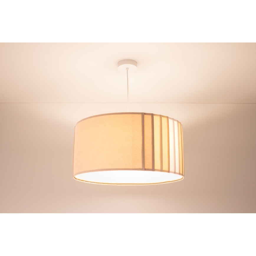 Lustr na lanku STRIPES 1xE27/60W/230V pr. 60 cm béžová