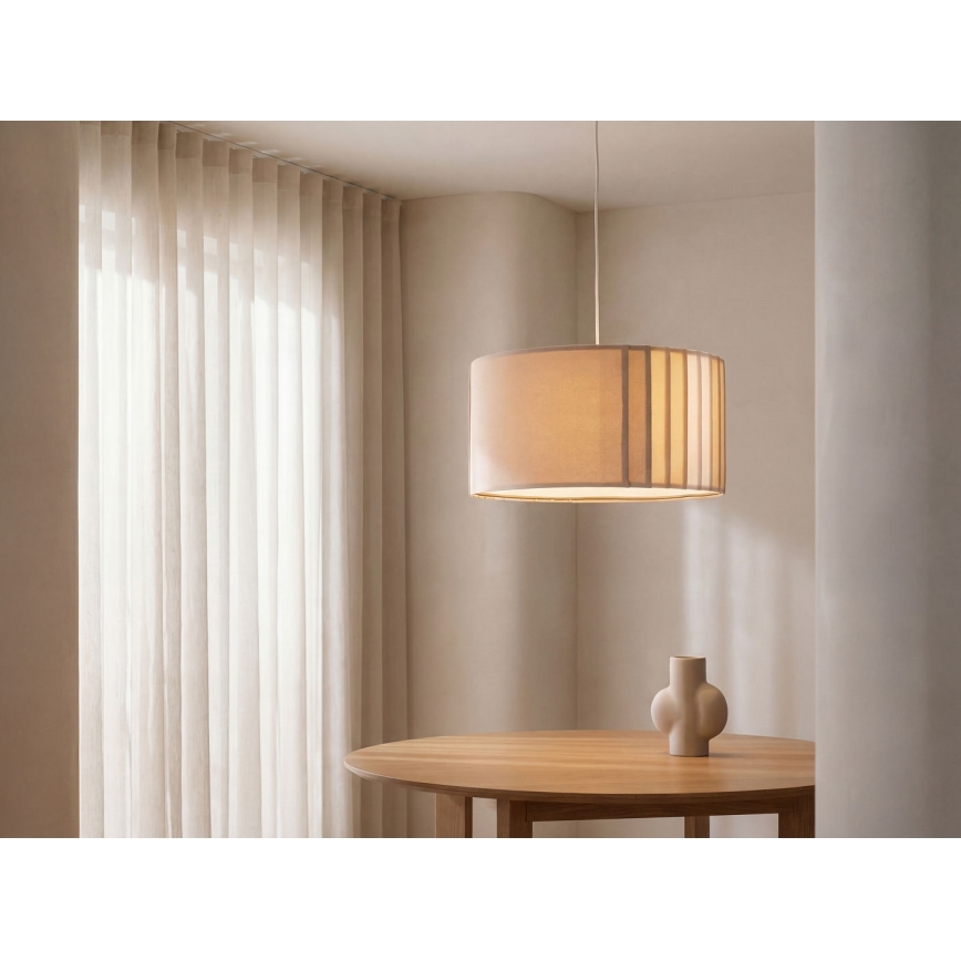 Lustr na lanku STRIPES 1xE27/60W/230V pr. 60 cm béžová