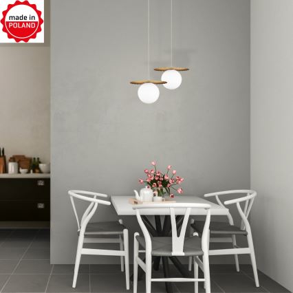 Lustr na lanku SUNPLISS 1xG9/10W/230V pr. 20 cm zlatá/krémová