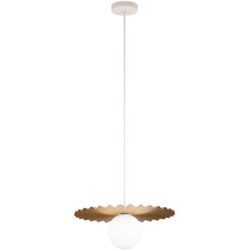 Lustr na lanku SUNPLISS 1xG9/10W/230V pr. 35 cm zlatá/krémová