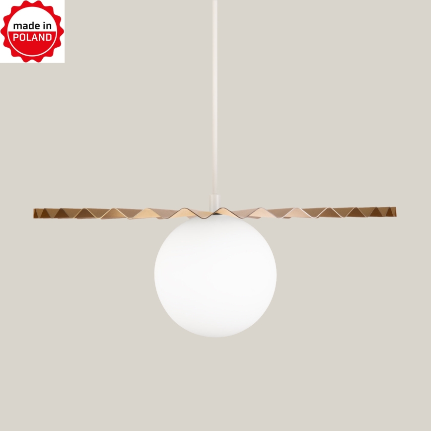 Lustr na lanku SUNPLISS 1xG9/10W/230V pr. 35 cm zlatá/krémová