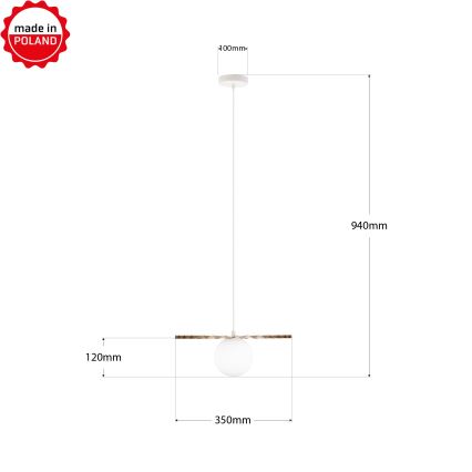 Lustr na lanku SUNPLISS 1xG9/10W/230V pr. 35 cm zlatá/krémová